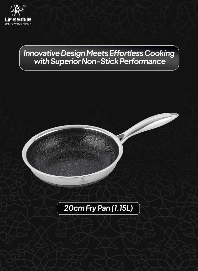Life Smile 20cm Hybrid Stainless Steel Fry Pan (1.15L) – Non-Stick, Induction Bottom, Scratch-Resistant - Image 3